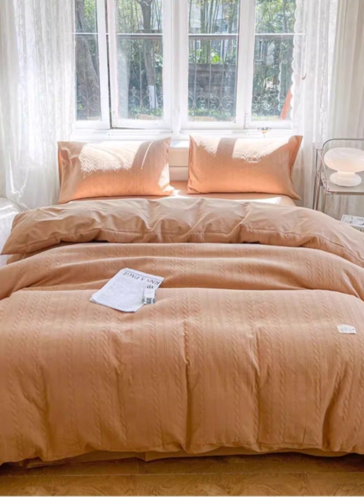 Washing Cotton Four Piece Set AB Double-sided Four Season Usable Mother And Baby Environmentally Friendly Fabric, Full Of Comfort 1.8m Bed Sheet Four Piece Set 【Suitable for 200 * 230cm Quilt】 - Image 1